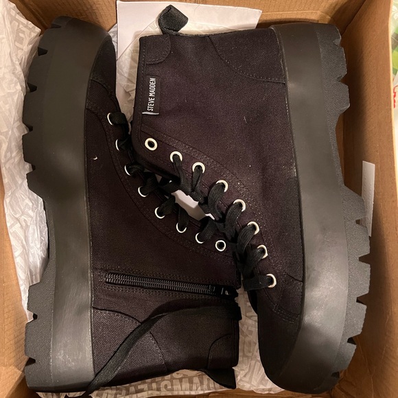 Steve Madden Shoes - Steve Madden Lynet Black High-Top Women's Canvas Boots
